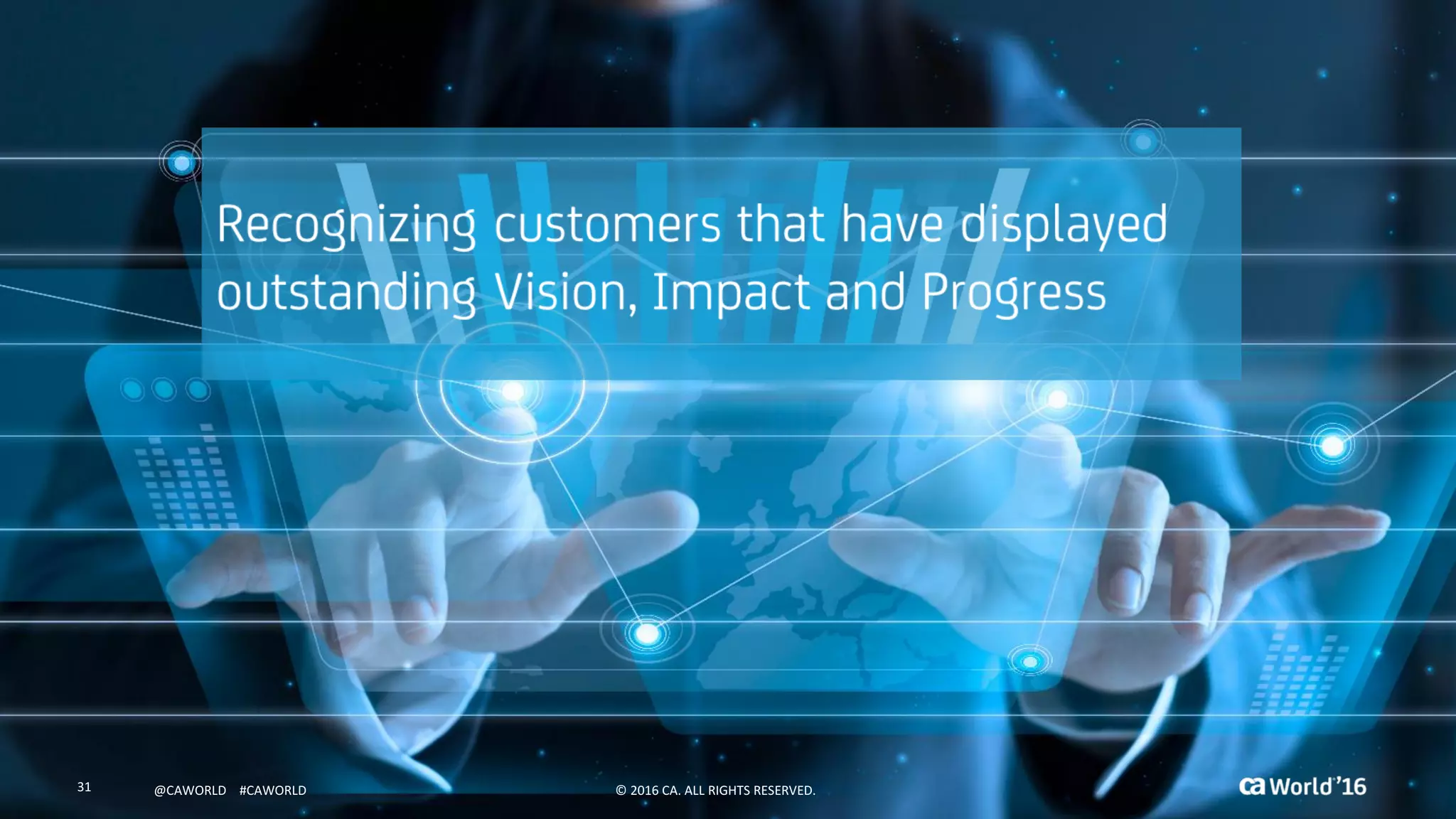 31 ©	2016	CA.	ALL	RIGHTS	RESERVED.@CAWORLD				#CAWORLD ©	2016	CA.	ALL	RIGHTS	RESERVED.31 @CAWORLD				#CAWORLD
 