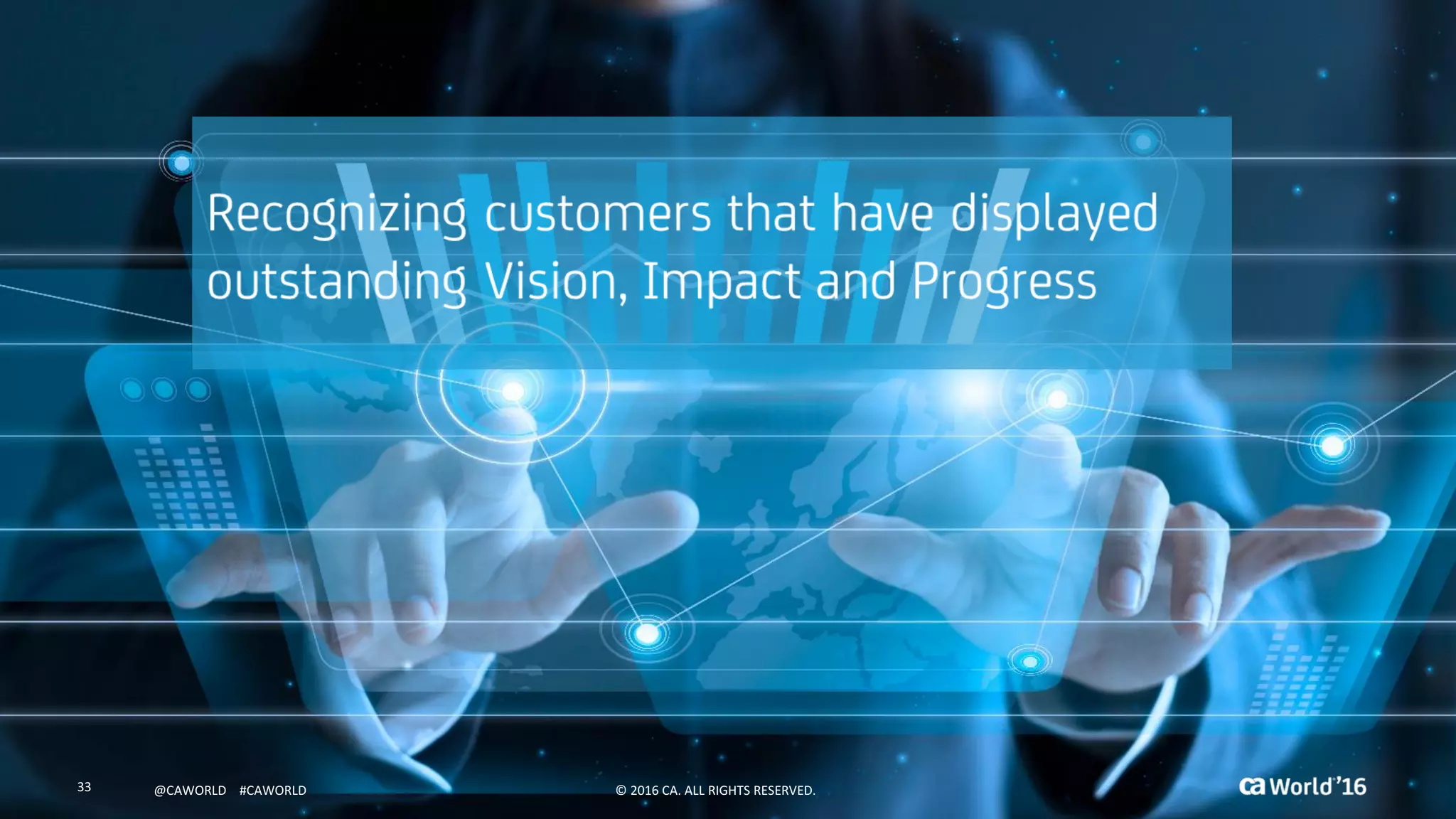 33 ©	2016	CA.	ALL	RIGHTS	RESERVED.@CAWORLD				#CAWORLD ©	2016	CA.	ALL	RIGHTS	RESERVED.33 @CAWORLD				#CAWORLD
 