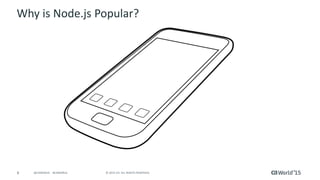 8 © 2015 CA. ALL RIGHTS RESERVED.@CAWORLD #CAWORLD
Why is Node.js Popular?
 
