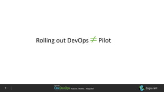 Inclusive…Flexible….	IntegratedInclusive…Flexible….	Integrated
Rolling	out	DevOps	¹Pilot
9
 