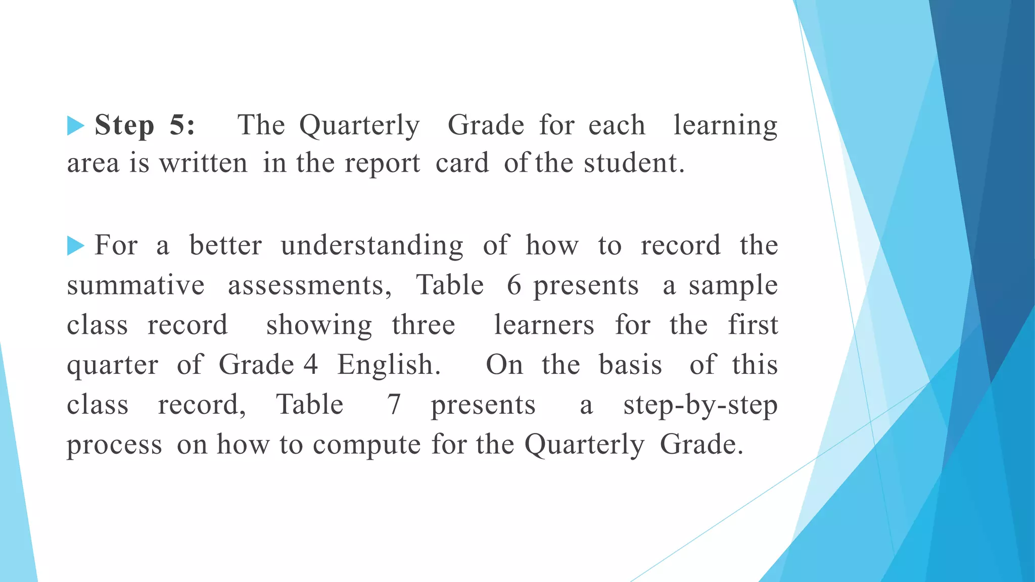 K to 12 grading sheet deped order no 8 s 2015 ppt presentation ppt