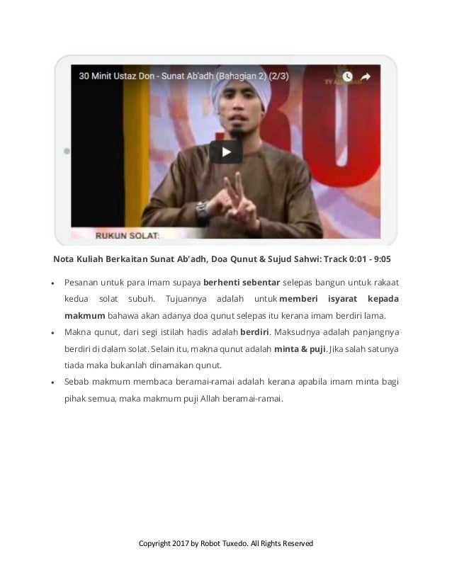 cara solat subuh tanpa doa qunut