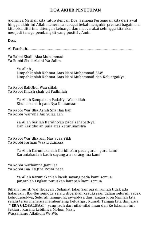 Doa akhir penutupan
