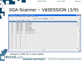 19.11.2009 DOAG 2009 Page  SGA-Scanner – V$SESSION (3/9) - Session 11 (SID 12) is newly added. 
