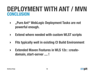 Deployment Best Practices on WebLogic Server (DOAG IMC Summit 2013) | PDF