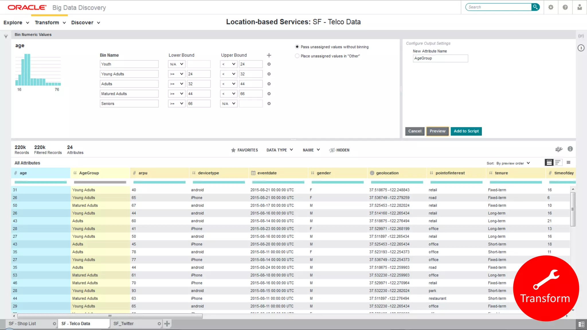 Copyright © 2015, Oracle and/or its affiliates. All rights reserved. | 36
Transform
 