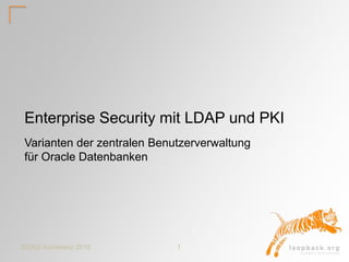 1DOAG Konferenz 2015
Enterprise Security mit LDAP und PKI
Varianten der zentralen Benutzerverwaltung
für Oracle Datenbanken
 