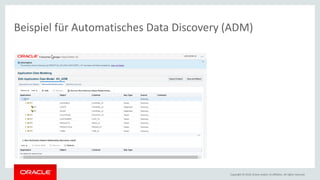Copyright © 2018, Oracle and/or its affiliates. All rights reserved.
Beispiel für Automatisches Data Discovery (ADM)
 
