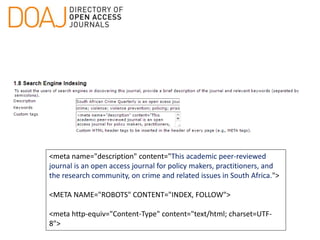 Using OJS to manage & publish your online Open Access journal | PPTX