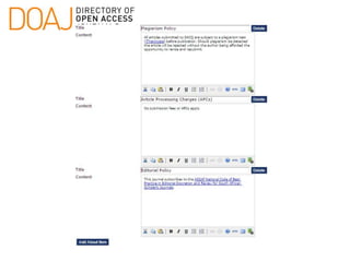 Using OJS to manage & publish your online Open Access journal | PPTX