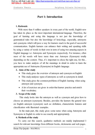 Luan Van Thac Si A Study On Synonyms And Antonyms In English Luan Van Thac Si A Study On Synonyms And Antonyms In English