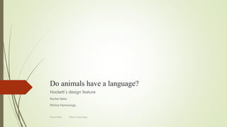 Do animals have a language?
Hockett`s design feature
Rachel Iileka
Petrina Hamulungu
Rachel Iileka Petrina Hamulunga
 