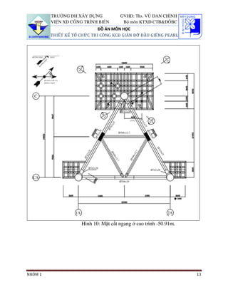 TRƯỜNG ĐH XÂY DỰNG           GVHD: Ths. VŨ ĐAN CHỈNH
         VIỆN XD CÔNG TRÌNH BIỂN       Bộ môn KTXD CTB&ĐÔBC
                             ĐỒ ÁN MÔN HỌC
         THIẾT KẾ TỔ CHỨC THI CÔNG KCĐ GIÀN ĐỠ ĐẦU GIẾNG PEARL




                     Hình 10: Mặt cắt ngang ở cao trình -50.91m.




NHÓM 1                                                             13
 
