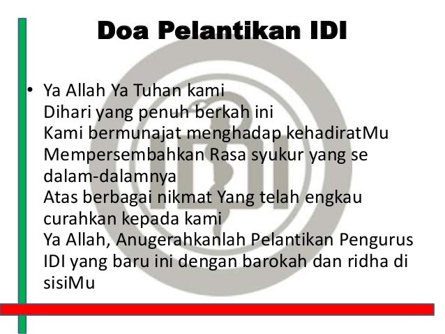 Doa Pelantikan Pengurus Idi