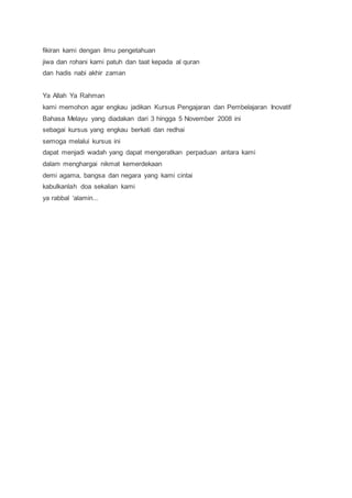 Doa pembuka majlis@kursus | PDF