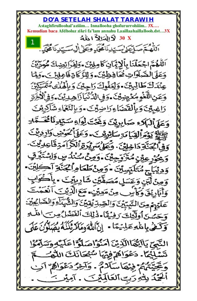 Doa shalat tarawih dan bacaan bacaan bilal