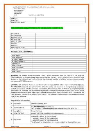 DOA SWIFT MT103 ONE WAY | PDF
