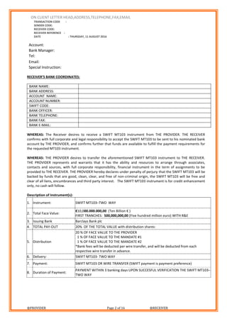 DOA SWIFT MT103 TWO WAY | PDF