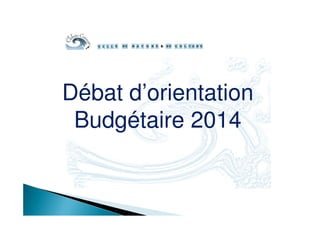 Débat d’orientation
Budgétaire 2014

 