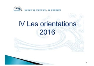 IV Les orientations
2016
35
 