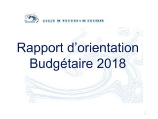 Rapport d’orientation
Budgétaire 2018
1
 