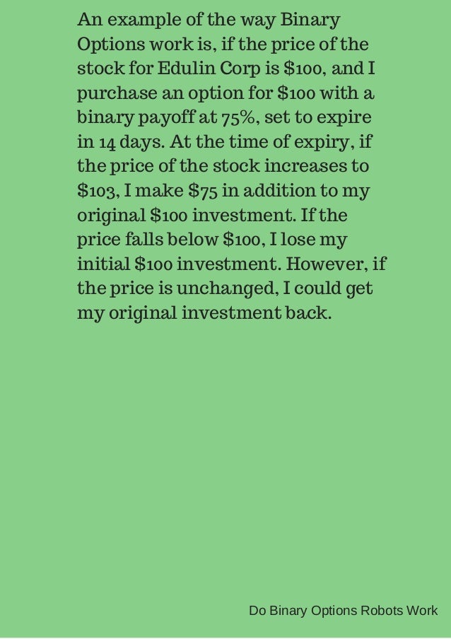 Binary options do they work