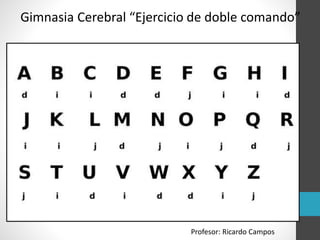 Gimnasia Cerebral “Ejercicio de doble comando” 
Profesor: Ricardo Campos 
 