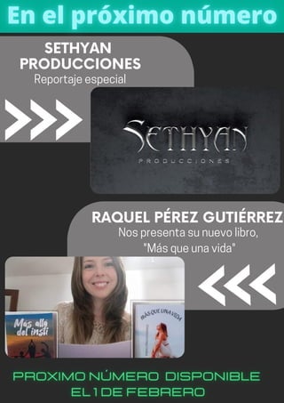 Reportaje especial
SETHYAN
PRODUCCIONES
RAQUEL PÉREZ GUTIÉRREZ
Nos presenta su nuevo libro,
"Más que una vida"
 