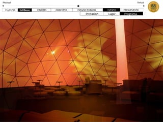 PRESUPUESTO 15 /01/10 Physical Virtual VALORES CONCEPTO ESPACIO PÚBLICO EVENTO Invitación Lugar Programa 