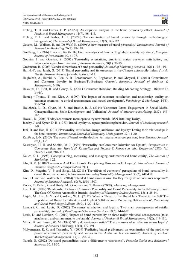 Brand loyalty and customer satisfaction dissertation