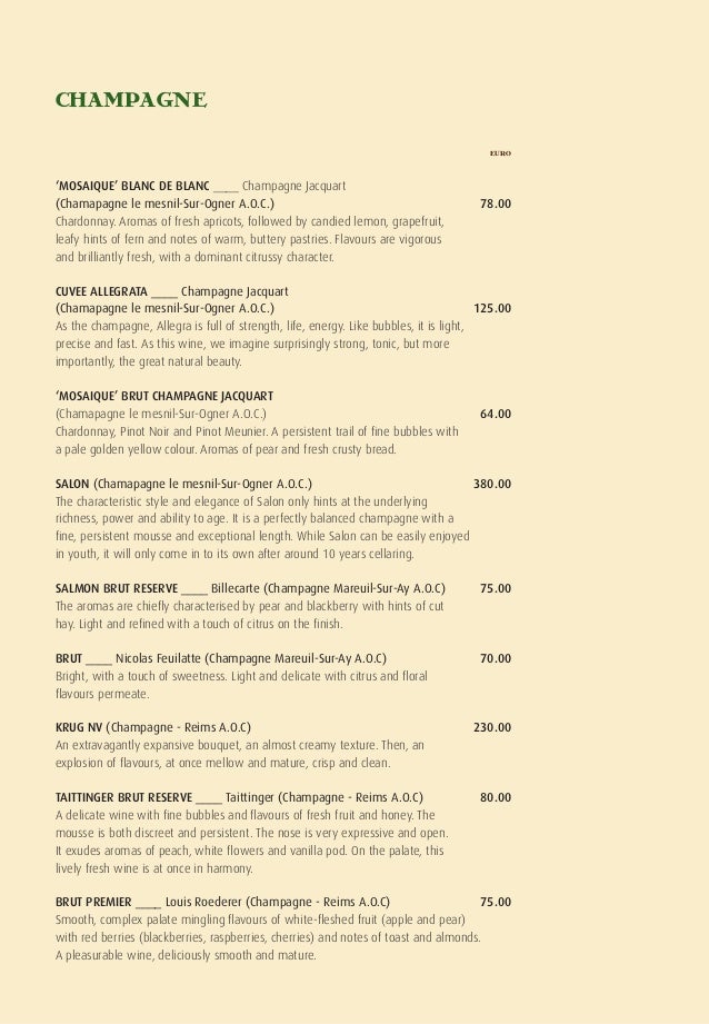 chardonnay wine list