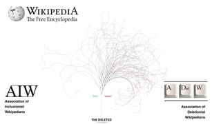 Association of
Inclusionist
Wikipedians
Association of
Deletionist
Wikipedians
Source: notabilia.net
 