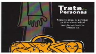 Comercio ilegal de personas
con fines de esclavitud,
prostitución, trabajos
forzados etc.