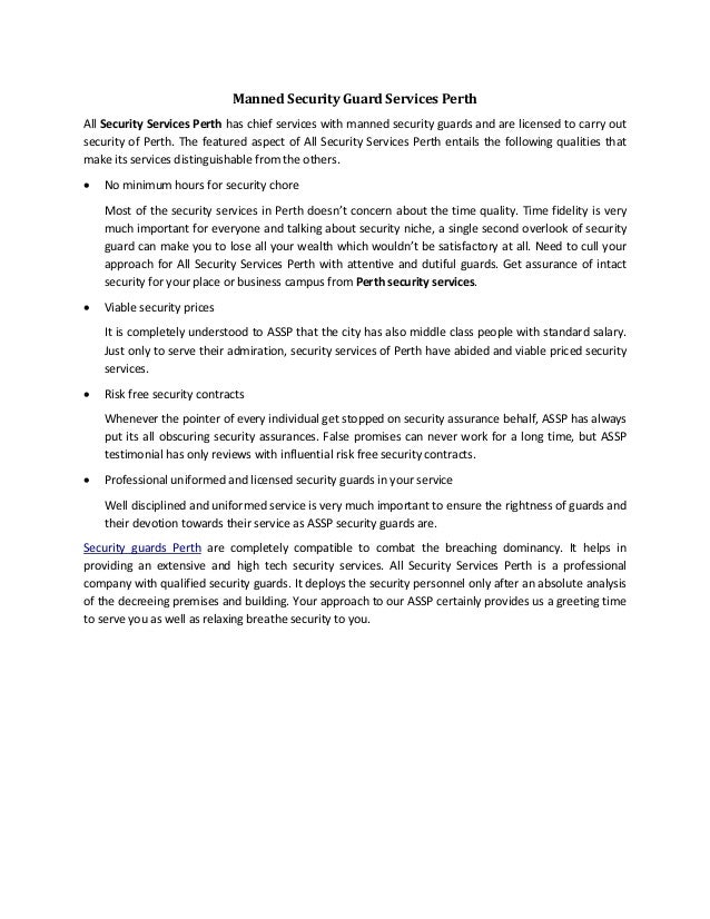 manned security guard services perth security contracts
