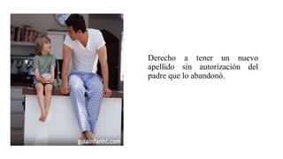 Derecho a tener un nuevo
apellido sin autorización del
padre que lo abandonó.