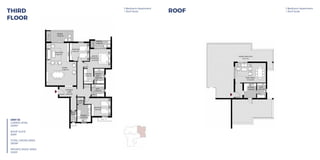 DINING
6.00x4.75
RECEPTION
4.50x3.75
TERRACE
5.40x2.30
TERRACE
4.00x1.50
LAUND.
1.3x1.3
BEDROOM
3.95x3.60
BEDROOM
3.85x3.60
DRESSING
1.95x3.00
BATH.
2.60x2.50
ENTRANCE
LOBBY
3.45x2.00
KITCHEN
2.70x3.45
TOILET
1.2x2.2
MASTER
BATH.
2.05x3.00
MASTER
BEDROOM
4.15x3.80
PRIVATE ROOF DECK
110 m.sq.
BATH.
1.80x2.95
KITCHEN
2.50x2.95
ROOF ANNEX
6.15x3.90
UNIT 33
LOWER LEVEL 220 m.sq.
ROOF SUITE 60 m.sq.
TOTAL GROSS AREA 280 m.sq.
3 Bedroom Apartment+nanny quarters+Roof Suite Roof3 Bedroom Apartment+nanny quarters+Roof Suite Third Floor
DINING
6.00x4.75
RECEPTION
4.50x3.75
TERRACE
5.40x2.30
TERRACE
4.00x1.50
LAUND.
1.3x1.3
BEDROOM
3.95x3.60
BEDROOM
3.85x3.60
DRESSING
1.95x3.00
BATH.
2.60x2.50
ENTRANCE
LOBBY
3.45x2.00
KITCHEN
2.70x3.45
TOILET
1.2x2.2
MASTER
BATH.
2.05x3.00
MASTER
BEDROOM
4.15x3.80
PRIVATE ROOF DECK
110 m.sq.
BATH.
1.80x2.95
KITCHEN
2.50x2.95
ROOF ANNEX
6.15x3.90
UNIT 33
LOWER LEVEL 220 m.sq.
ROOF SUITE 60 m.sq.
TOTAL GROSS AREA 280 m.sq.
3 Bedroom Apartment+nanny quarters+Roof Suite Roof3 Bedroom Apartment+nanny quarters+Roof Suite Third Floor
DINING
6.00x4.75
RECEPTION
4.50x3.75
TERRACE
5.40x2.30
TERRACE
4.00x1.50
LAUND.
1.3x1.3
BEDROOM
3.95x3.60
BEDROOM
3.85x3.60
DRESSING
1.95x3.00
BATH.
2.60x2.50
ENTRANCE
LOBBY
3.45x2.00
KITCHEN
2.70x3.45
TOILET
1.2x2.2
MASTER
BATH.
2.05x3.00
MASTER
BEDROOM
4.15x3.80
PRIVATE ROOF DECK
110 m.sq.
BATH.
1.80x2.95
KITCHEN
2.50x2.95
ROOF ANNEX
6.15x3.90
UNIT 33
LOWER LEVEL 220 m.sq.
ROOF SUITE 60 m.sq.
TOTAL GROSS AREA 280 m.sq.
3 Bedroom Apartment+nanny quarters+Roof Suite Roof3 Bedroom Apartment+nanny quarters+Roof Suite Third FloorTHIRD
FLOOR
ROOF
UNIT 33
LOWER LEVEL
230M2
ROOF SUITE
50M2
TOTAL GROSS AREA
280M2
PRIVATE ROOF AREA
120M2
3 Bedroom Apartment
+ Roof Suite
3 Bedroom Apartment
+ Roof Suite
 