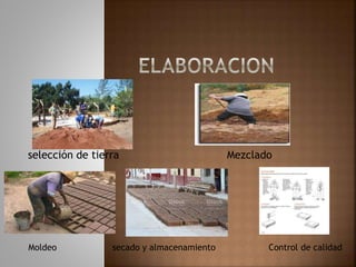 selección de tierra Mezclado
Moldeo secado y almacenamiento Control de calidad
 
