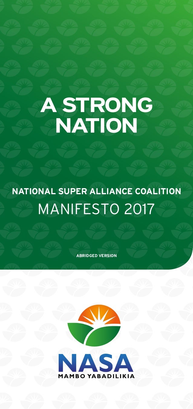 National Super Alliance Coalitino Manficesto 2017 - 