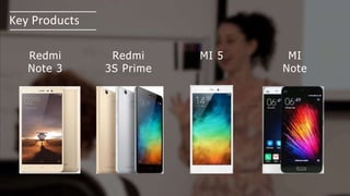 Key Products
Redmi
Note 3
Redmi
Note 3
Redmi
3S Prime
MI 5 MI
Note
 