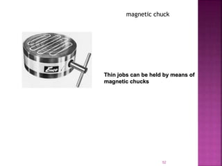 magnetic chuck
52
Thin jobs can be held by means of
magnetic chucks
 