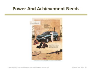 Power And Achievement Needs
33
33
Copyright 2010 Pearson Education, Inc. publishing as Prentice Hall Chapter Four Slide
 