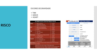 RISCO
ESCORES DE GRAVIDADE
▸TIMI
▸ GRACE
▸ HEART
 
