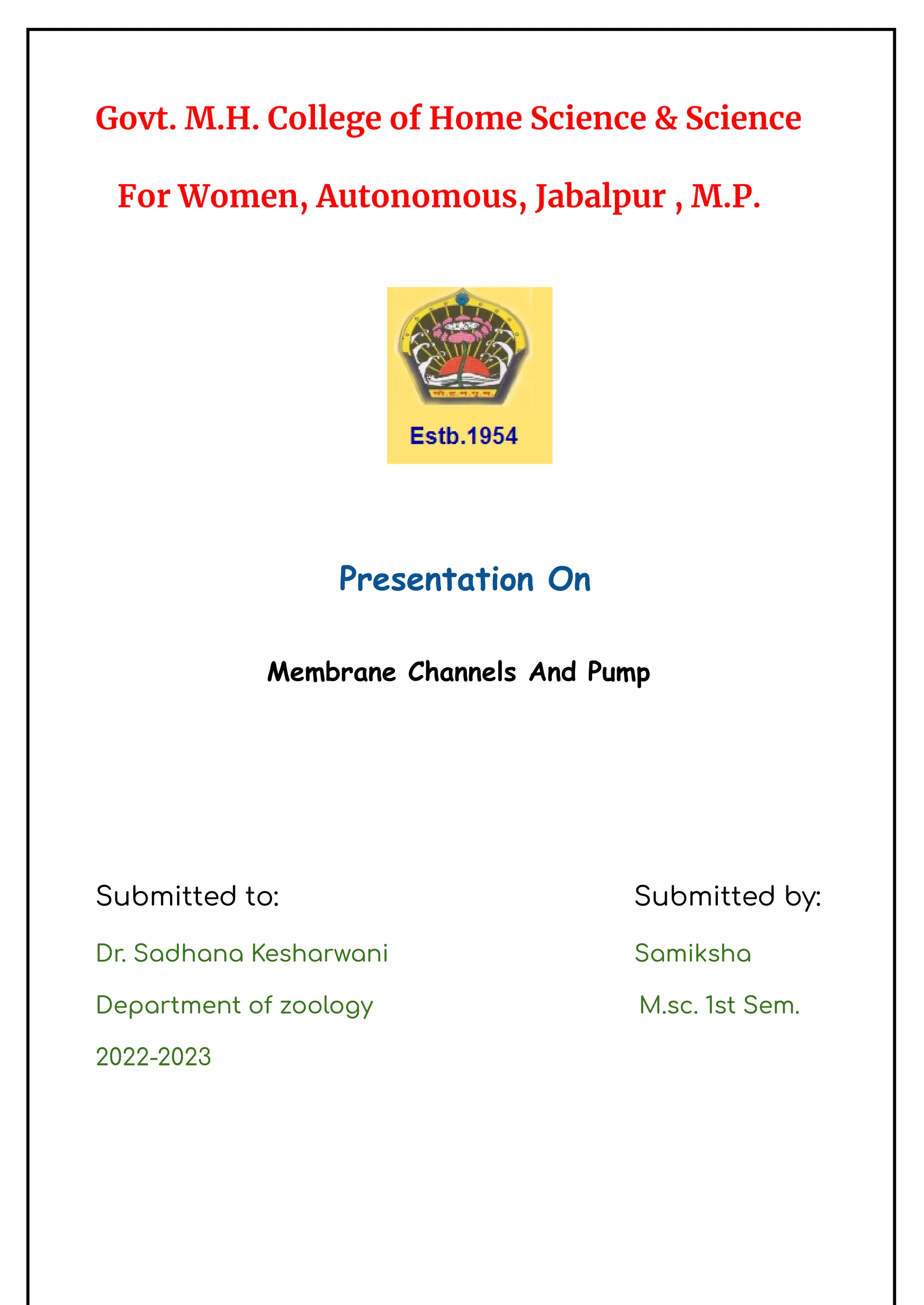 Membrane Channels And Pump | PDF