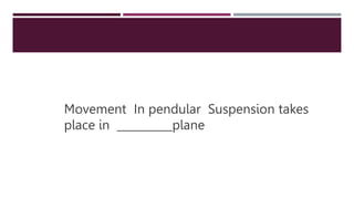 Movement In pendular Suspension takes
place in __________plane
 