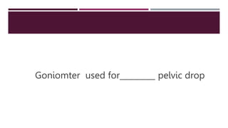 Goniomter used for_________ pelvic drop
 