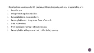 Oral Potentially Malignant Disorders | PDF