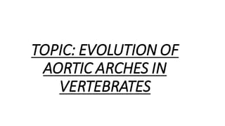 TOPIC: EVOLUTION OF
AORTIC ARCHES IN
VERTEBRATES
 