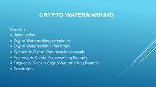 Seminar PPT on Crypto Watermarking B.Tech