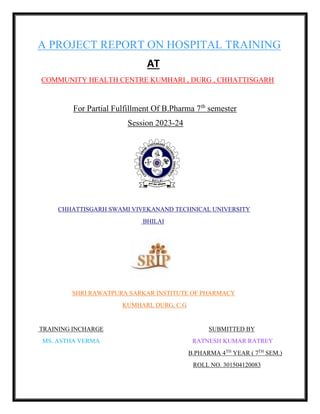 B pharma A project report on hospital training | PDF