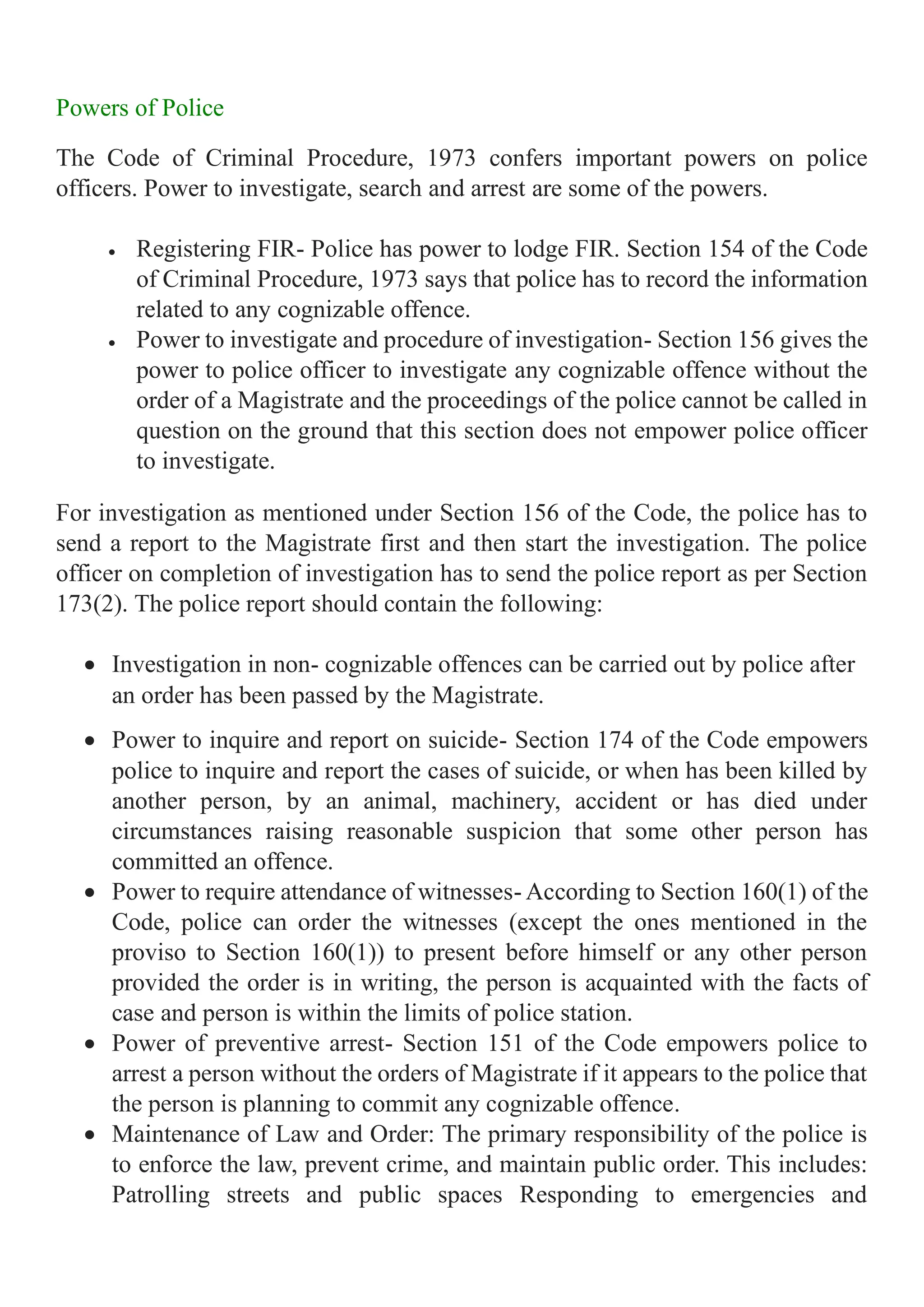 Powers and authorities of police. Docx.. | PDF
